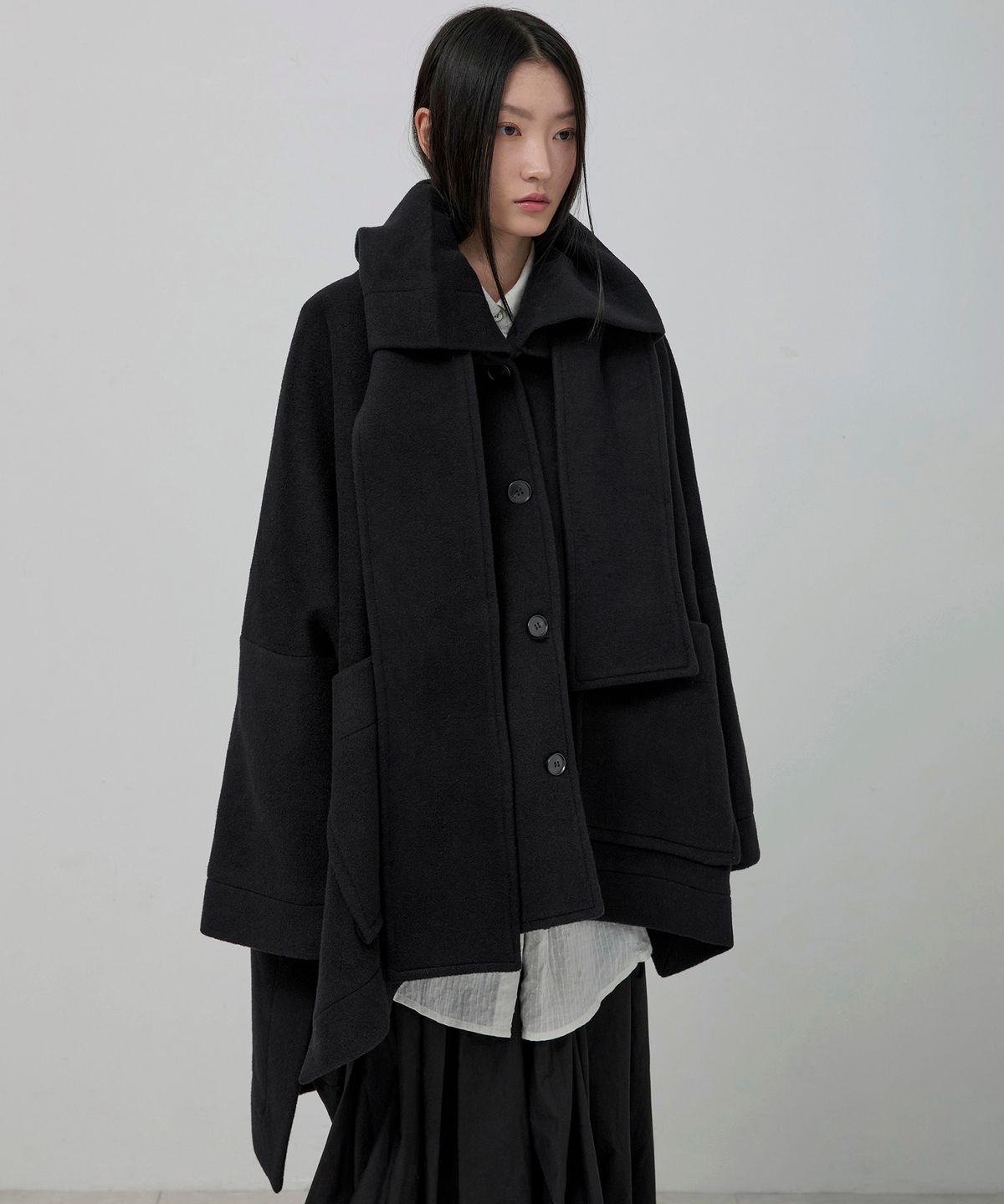 플레어업(FLAREUP) Wool Muffler Coat (FL-051_Black)