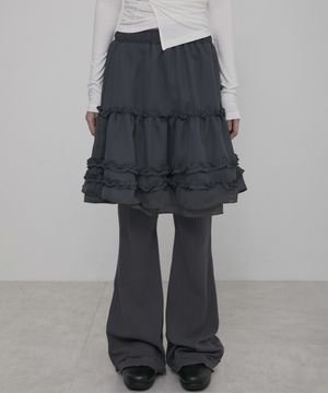 3-Layered Ruffle Skirt Pants (FL-260_Charcoal)