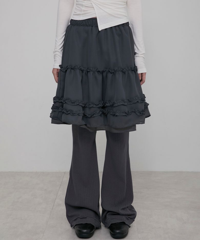 3-Layered Ruffle Skirt Pants (FL-260_Charcoal)