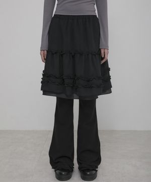 3-Layered Ruffle Skirt Pants (FL-260_Black)
