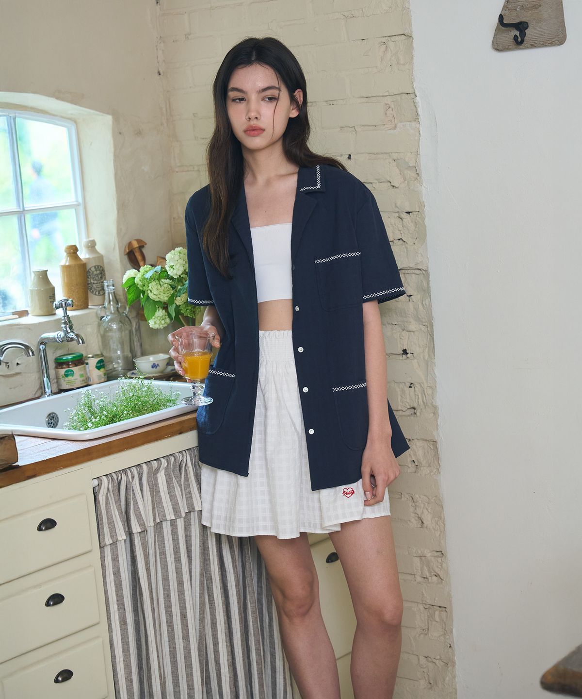 포에트서울(POETSEOUL) stitch check summer jacket_navy