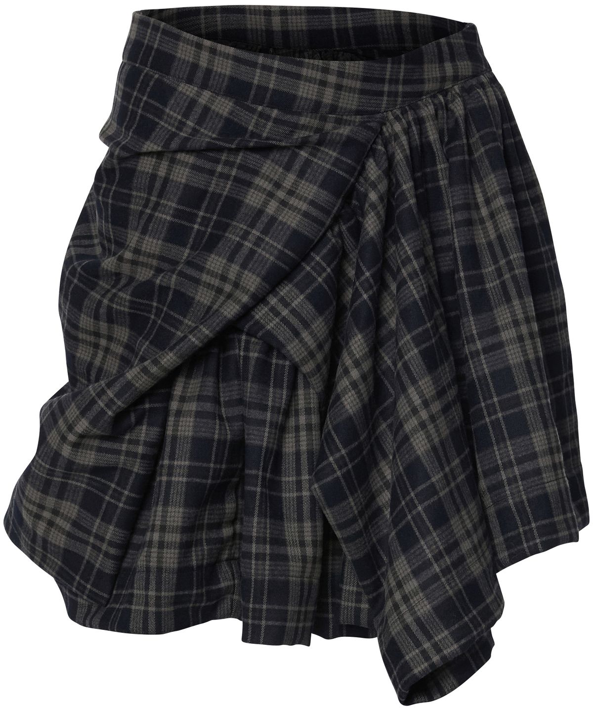 플레어업(FLAREUP) Asymmetrical Draped Layered Skirt (FL-252_Checkered)