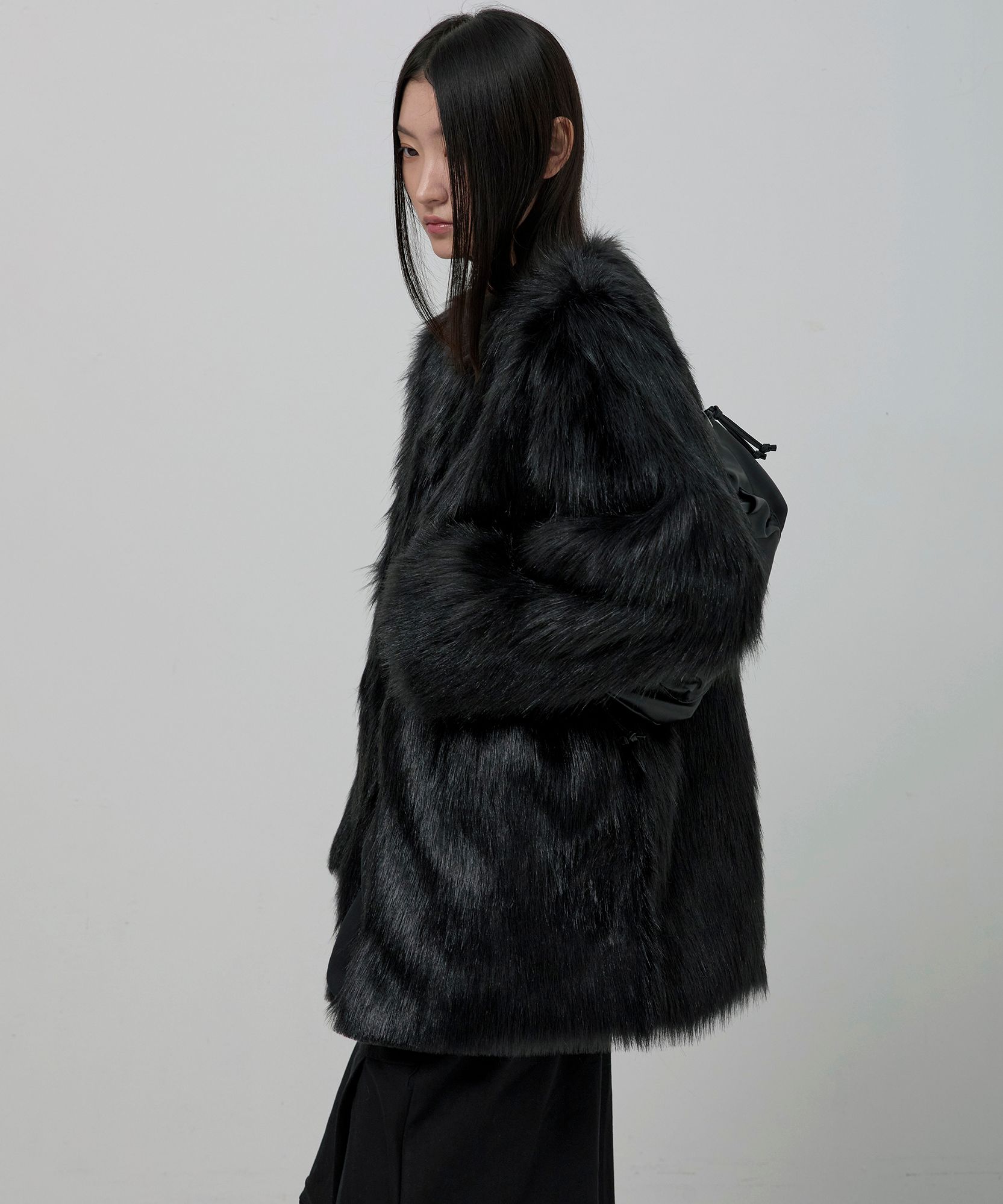 MUSINSA | FLAREUP Fur Jacket (FL-046_All Black)