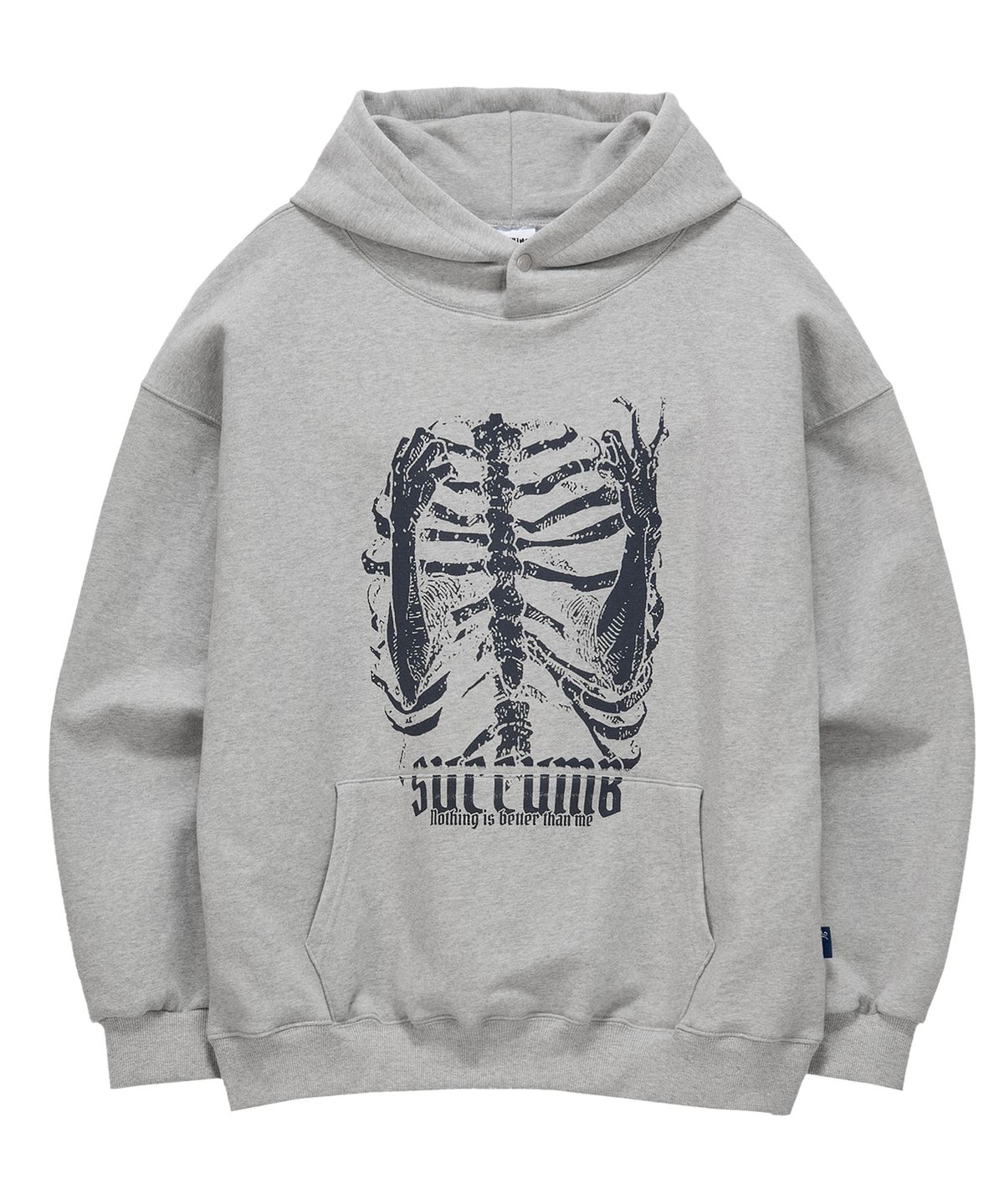 낫띵이즈베럴댄미(NOTHINGISBETTERTHANME) BONE GRAPHIC HOODIE_melange grey