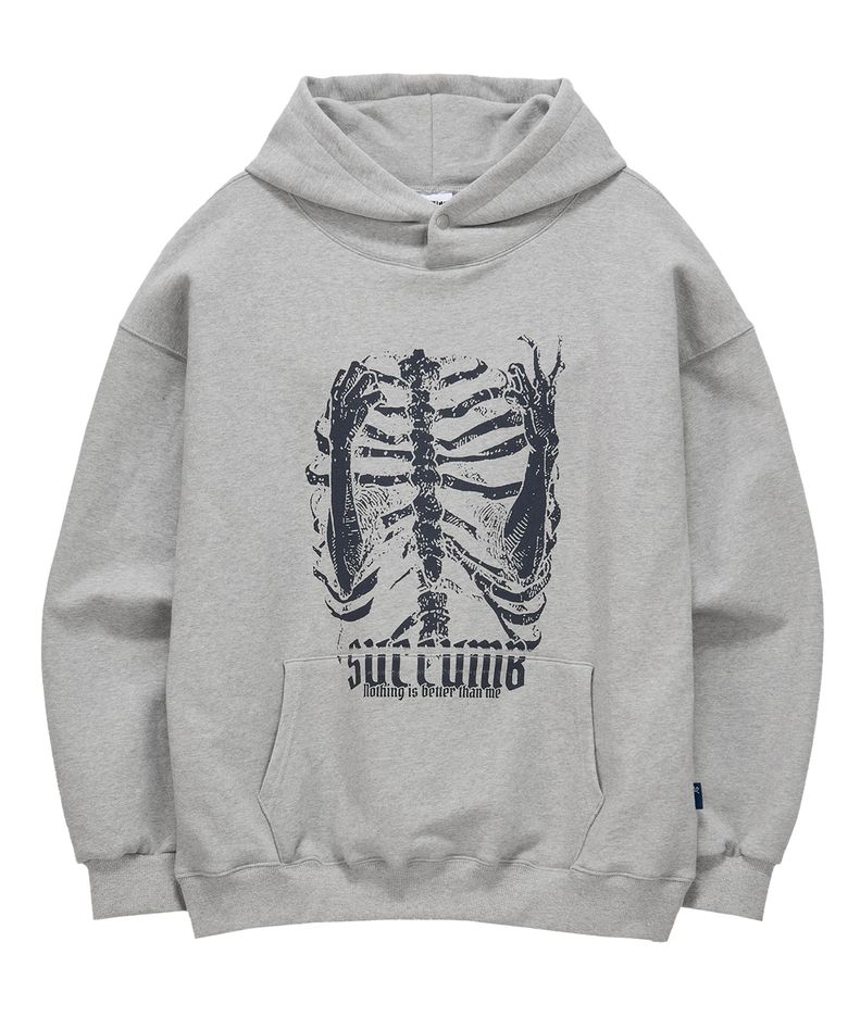 BONE GRAPHIC HOODIE_melange grey