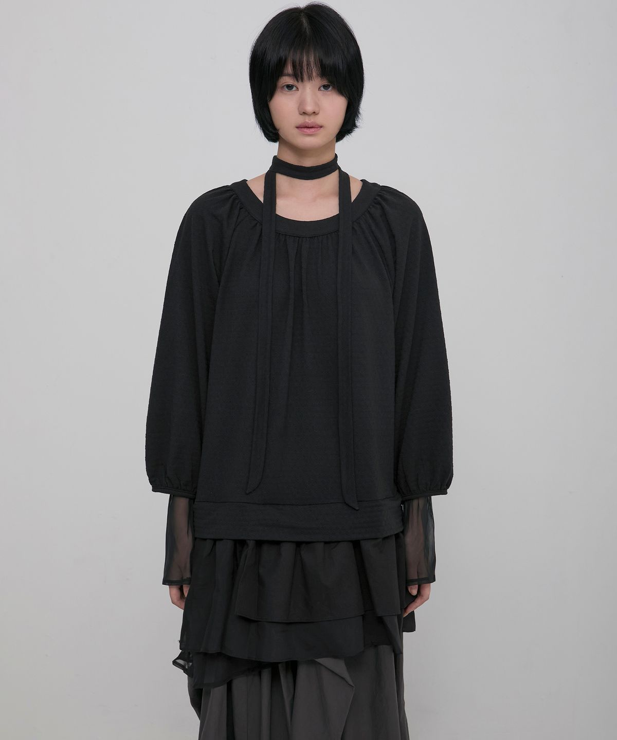 플레어업(FLAREUP) 3-Layered Scarf Long Sleeve (FL-197_Black)