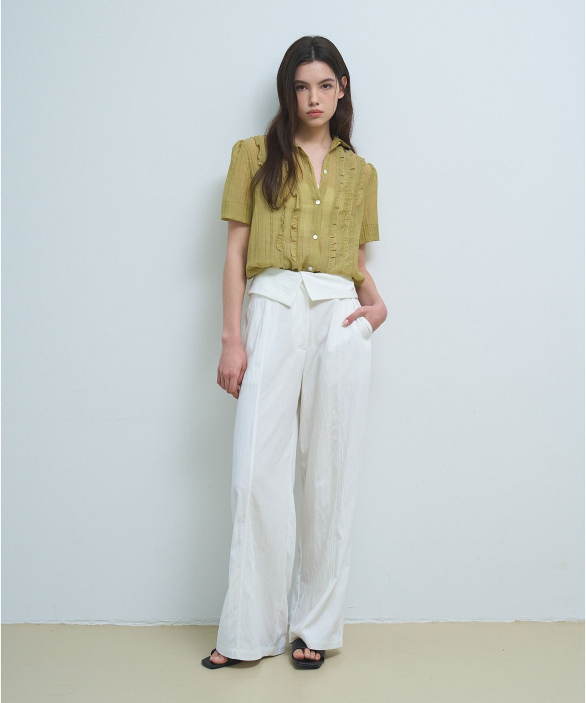 포에트서울(POETSEOUL) folded waist wide pants_ivory