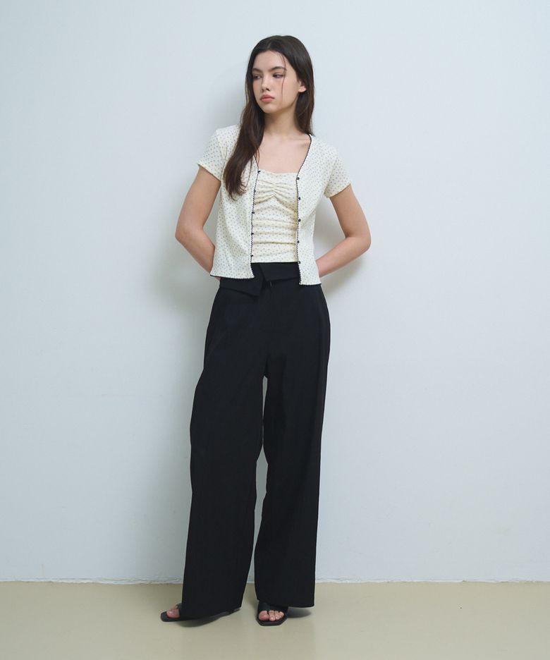 folded waist wide pants_black
