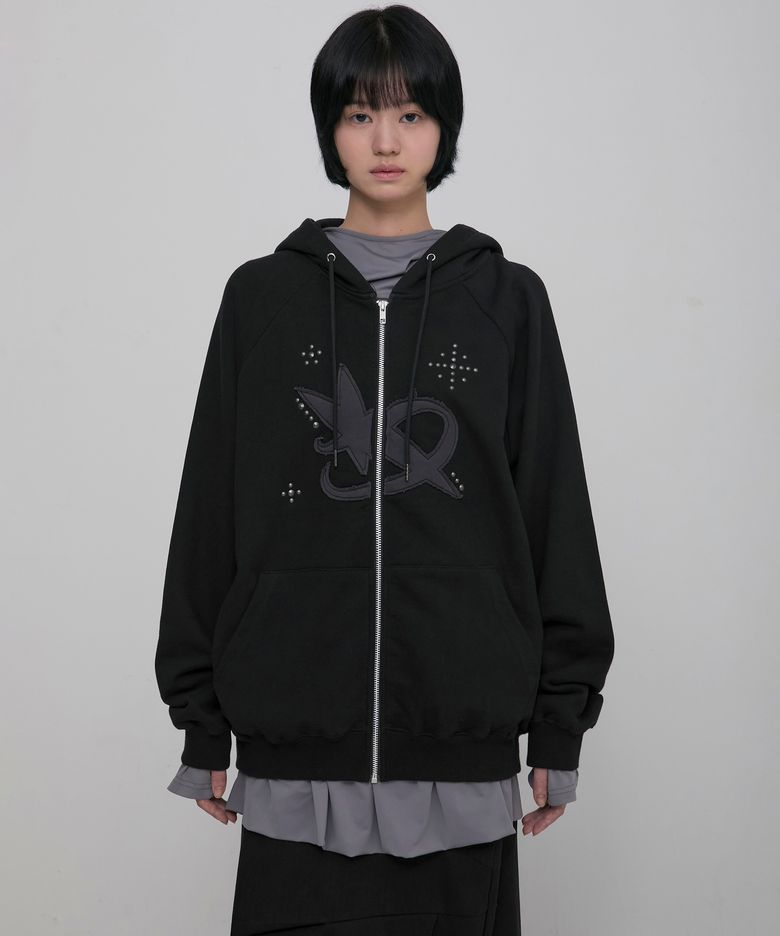 Milky Way Zip Hoodie (FL-194_Black)