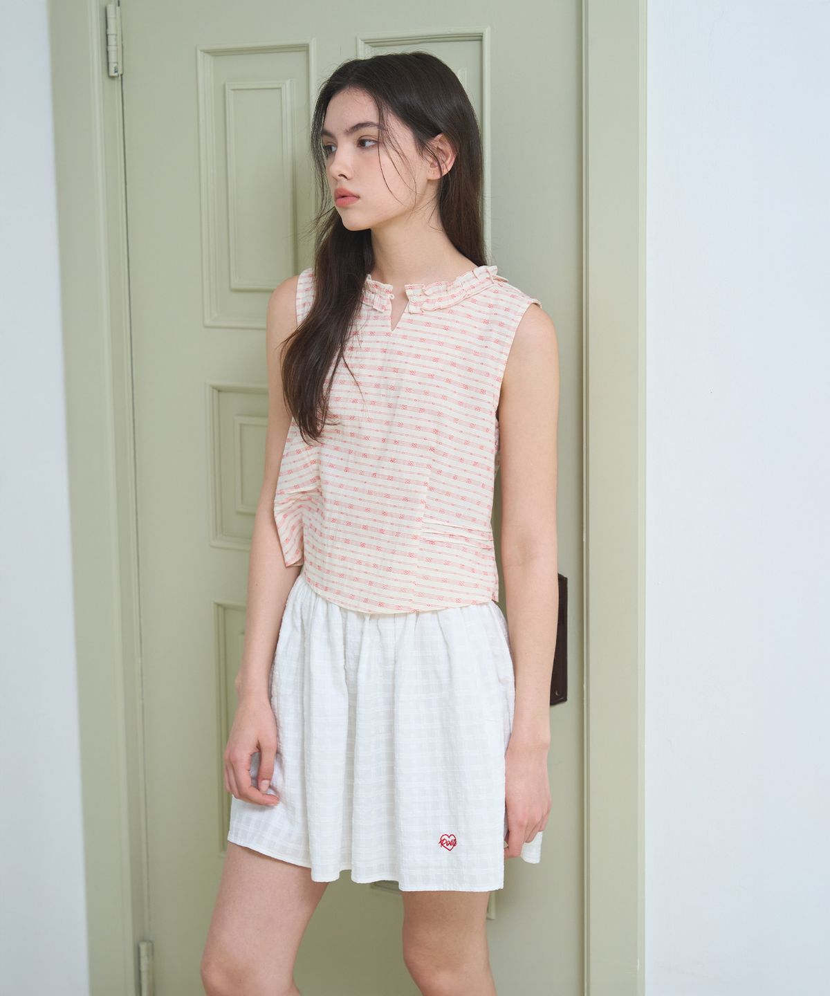 포에트서울(POETSEOUL) vintage frill sleeveless blouse_red