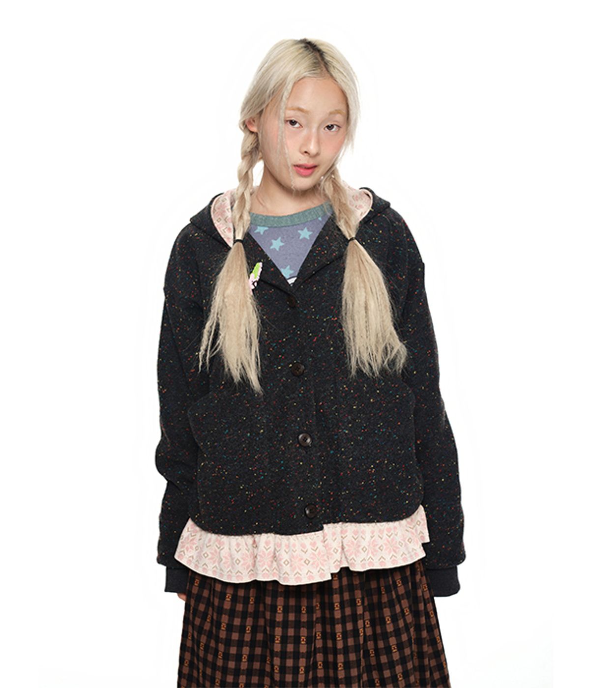 유쓰배쓰(YOUTHBATH) Button-Up Hooded Jumper_charcoal