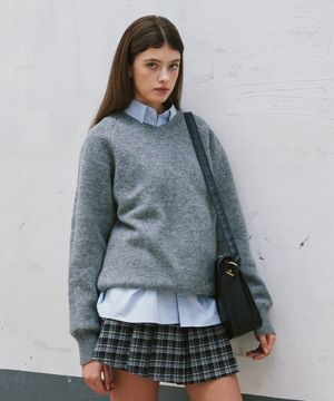 쉐기독 울 100% 브이넥 니트 MELANGE GREY