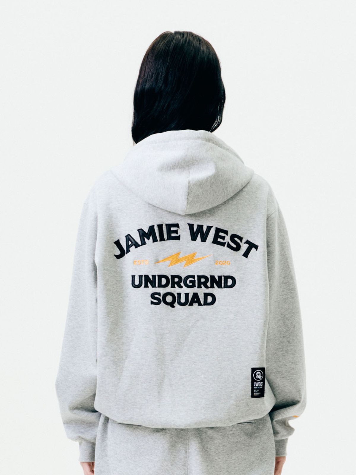 제이미웨스트(JAMIE WEST) 클럽 후디 아플리케 집업 (멜란지그레이)