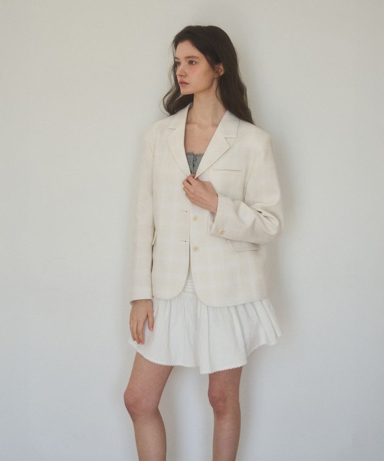soft checkered wool jacket_ivory