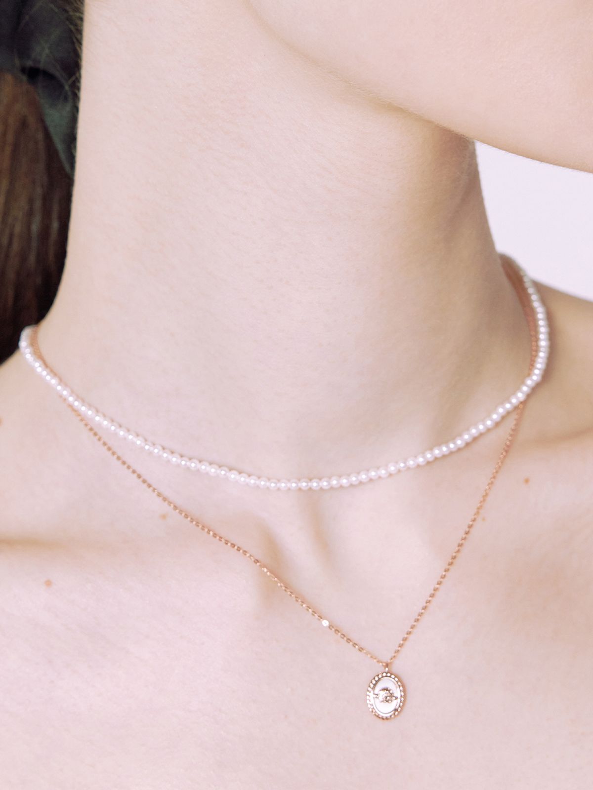 로즈몽(ROSEMONT) 실버 진주(2.5mm) 목걸이 라벨르 RE0003