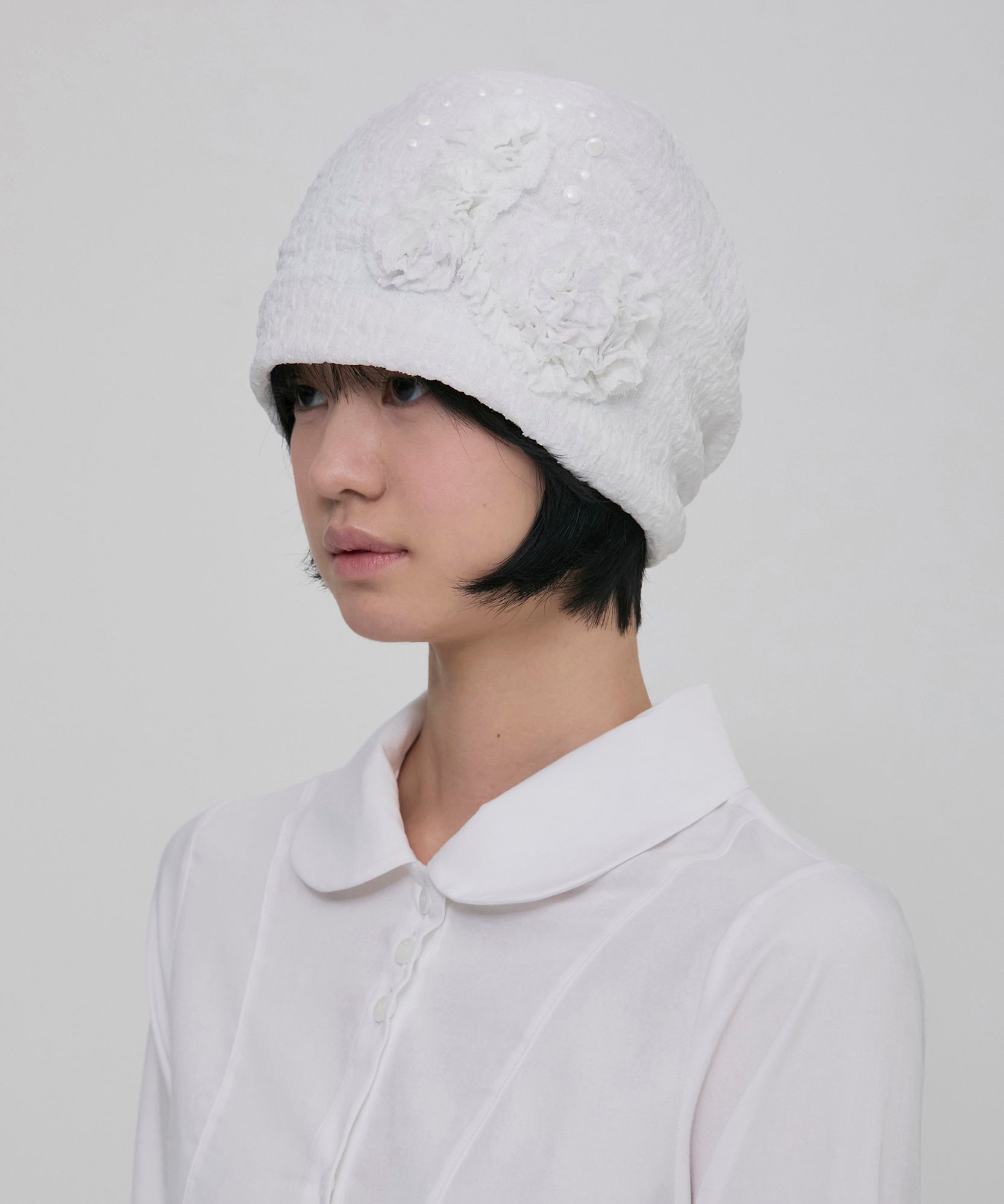 MUSINSA公式 | FLAREUP Ruffle Shirring Beanie (FL-740_White)