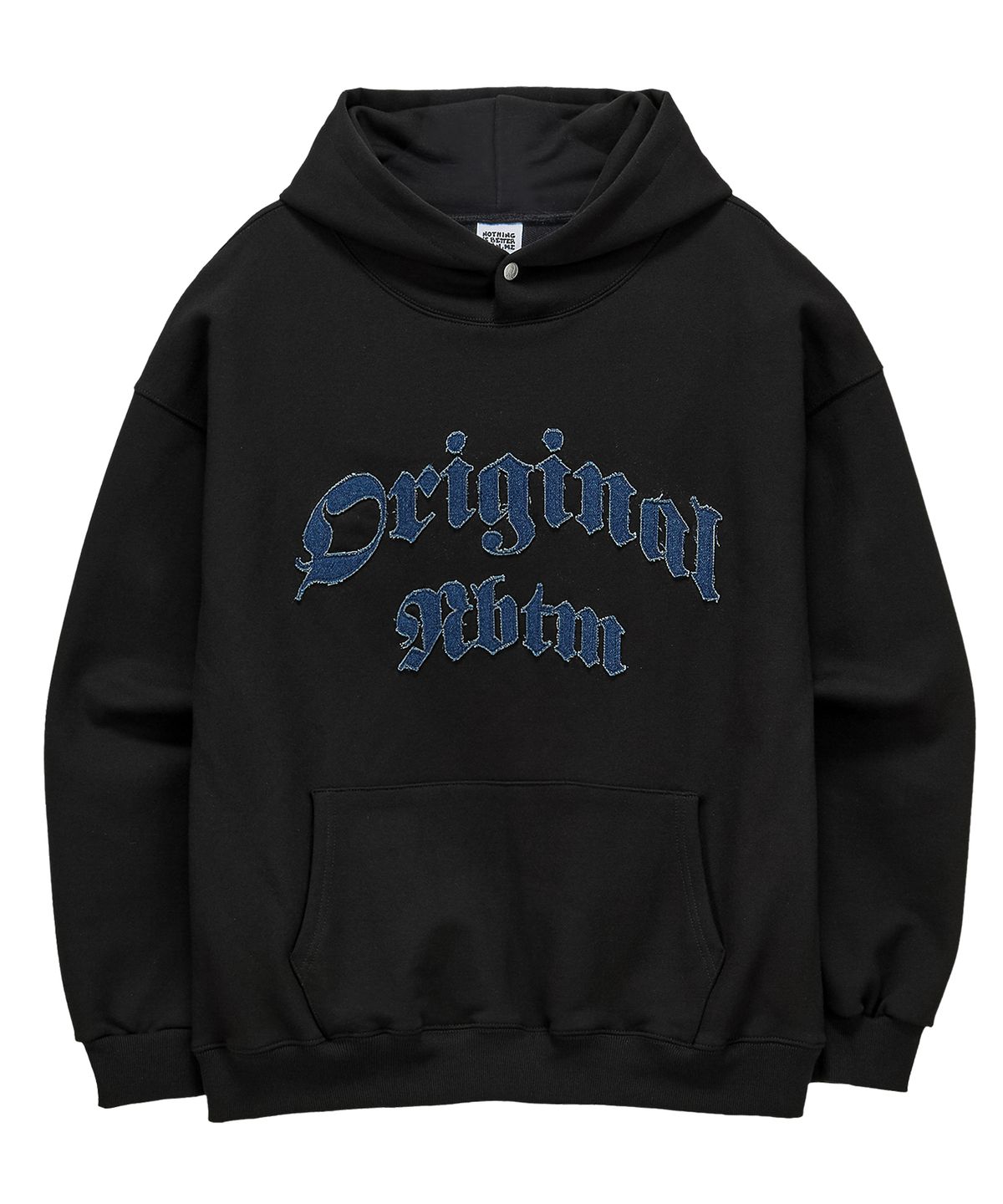 낫띵이즈베럴댄미(NOTHINGISBETTERTHANME) DENIM LETTERING HOODIE_black