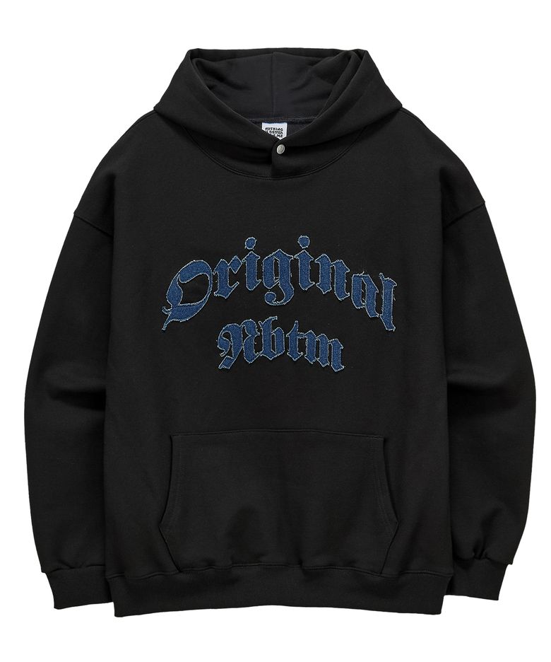 DENIM LETTERING HOODIE_black