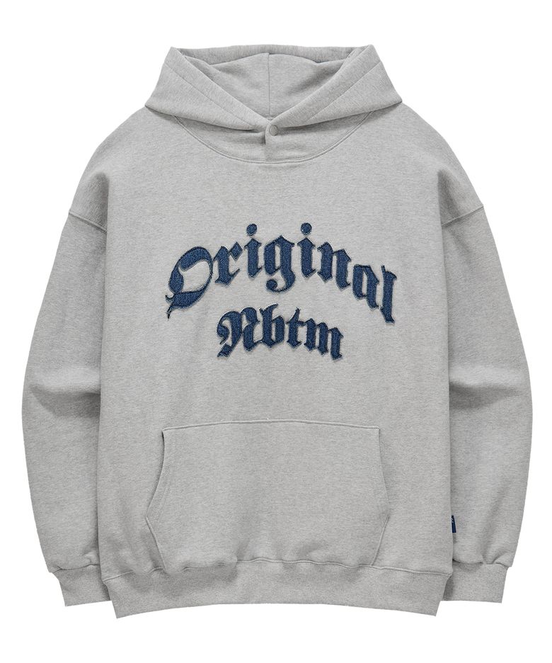 DENIM LETTERING HOODIE_melange grey