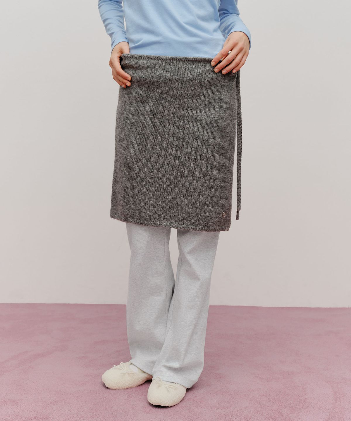 마리떼 프랑소와 저버(MARITHÉ + FRANҪOIS GIRBAUD) W KNIT LAYERED SKIRT melange gray