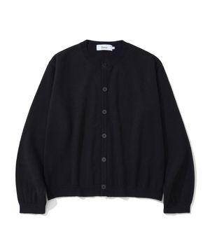 베이직 에센셜 크롭 라운드 가디건 BLACK