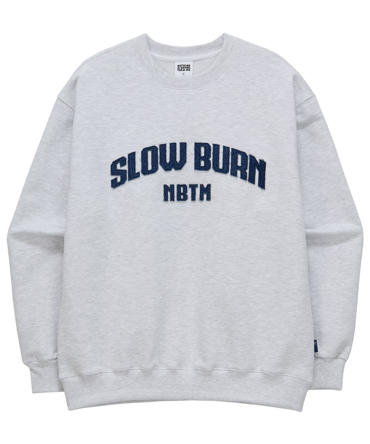 낫띵이즈베럴댄미(NOTHINGISBETTERTHANME) DENIM LETTERING SWEATSHIRT_white grey