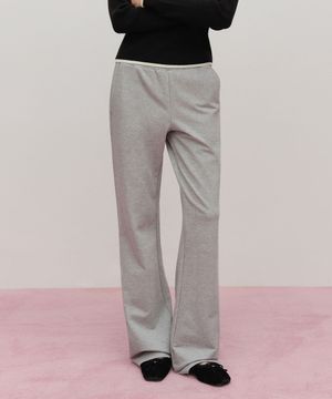 W LACE POINT BOOTS CUT SWEAT PANTS heather gray