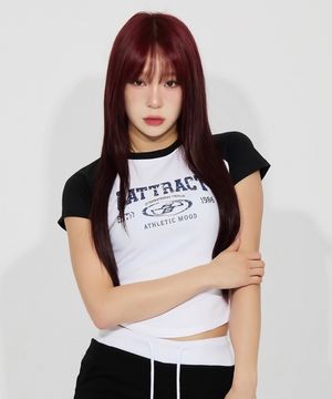 우먼스 래글런 크랙 로고 반팔 티셔츠_화이트