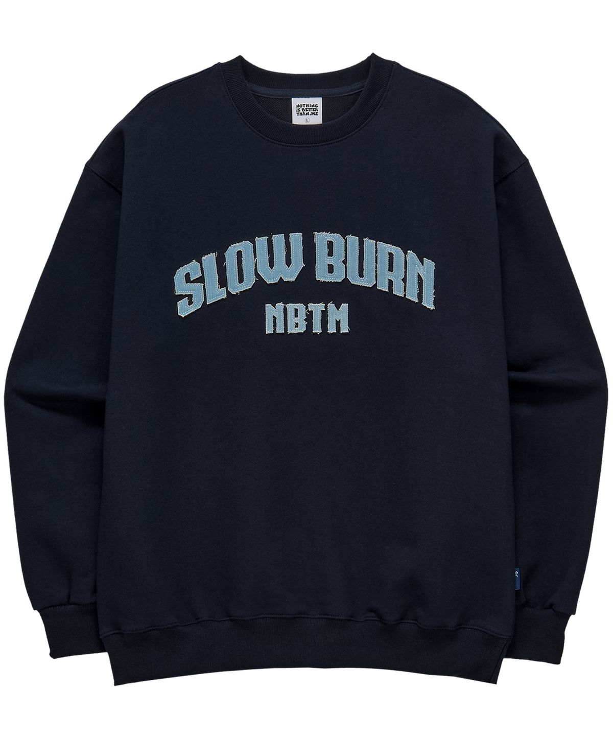 낫띵이즈베럴댄미(NOTHINGISBETTERTHANME) DENIM LETTERING SWEATSHIRT_navy