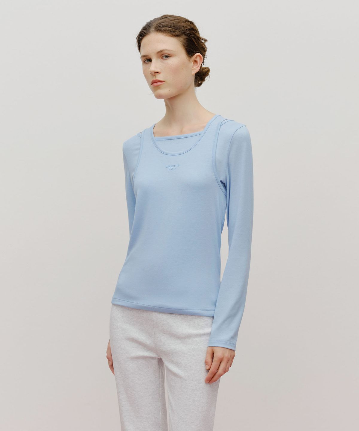 마리떼 프랑소와 저버(MARITHÉ + FRANҪOIS GIRBAUD) W LAYERED JERSEY LONG SLEEVE sky blue