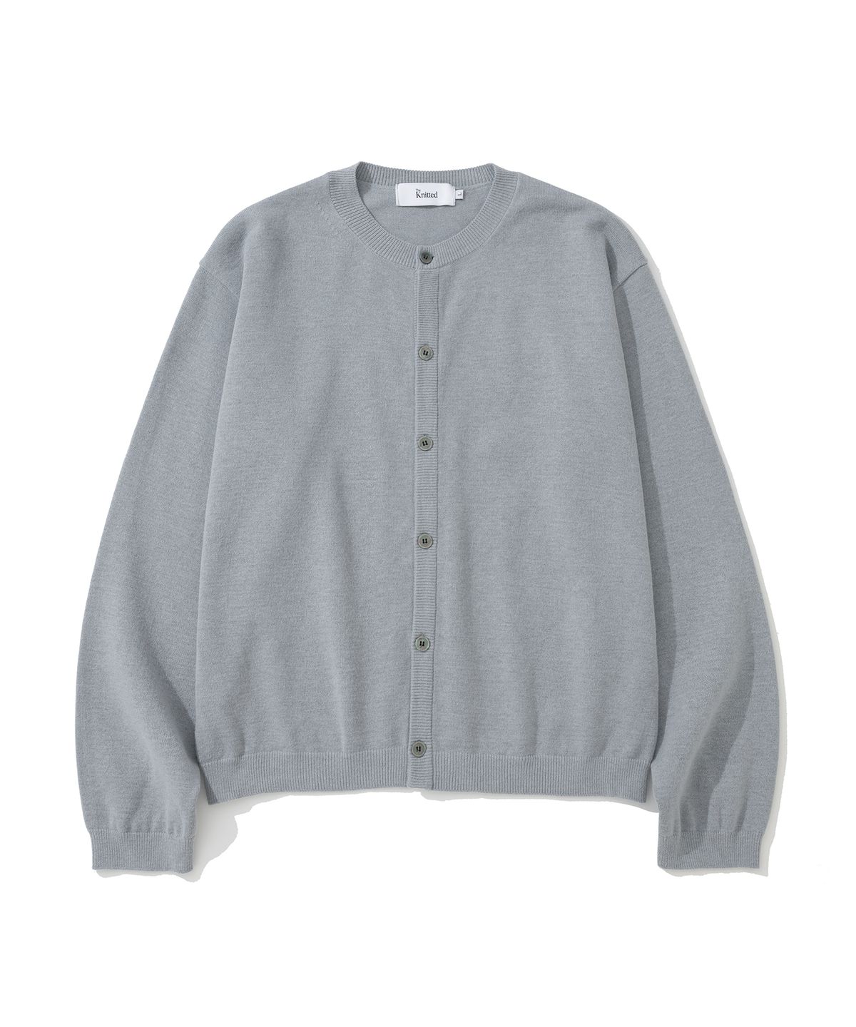 니티드(KNITTED) 베이직 에센셜 크롭 라운드 가디건 MELANGE GREY
