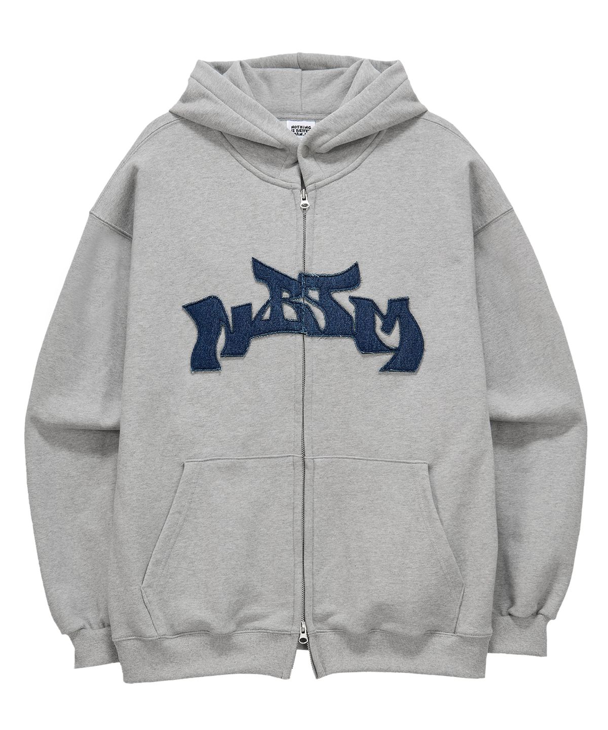 낫띵이즈베럴댄미(NOTHINGISBETTERTHANME) LOGO DENIM HOODIE ZIP-UP_melange grey
