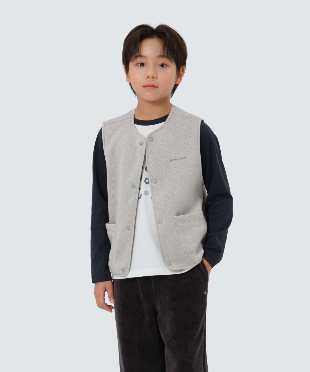 스노우피크 어패럴 키즈(SNOWPEAK APPAREL KIDS) 키즈 니트 베스트 (S25WKFVE80) Sand Beige