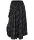 Asymmetrical Draped Layered Long Skirt (FL-256_Checked)