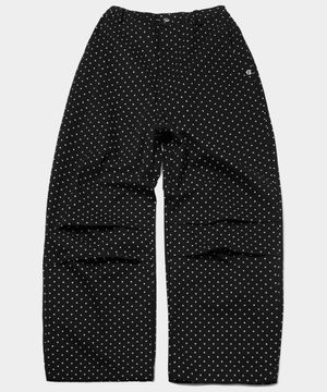 도트 핀턱 밑단 스트링 투웨이 코튼 와이드 밴딩 팬츠 [블랙]