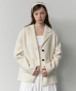 Wool handmade tailored jacket - ivory
