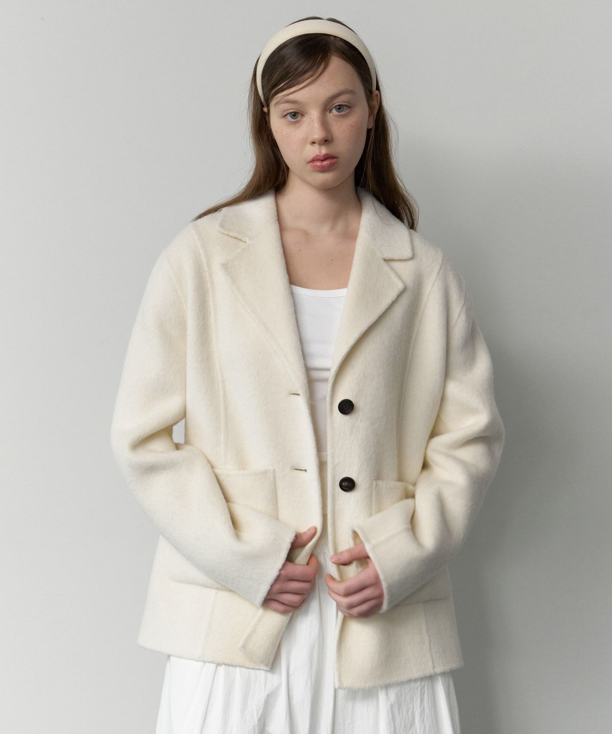 클루니(CLUNY) Wool handmade tailored jacket - ivory