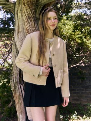 Mellow wool short jacket - butter beige
