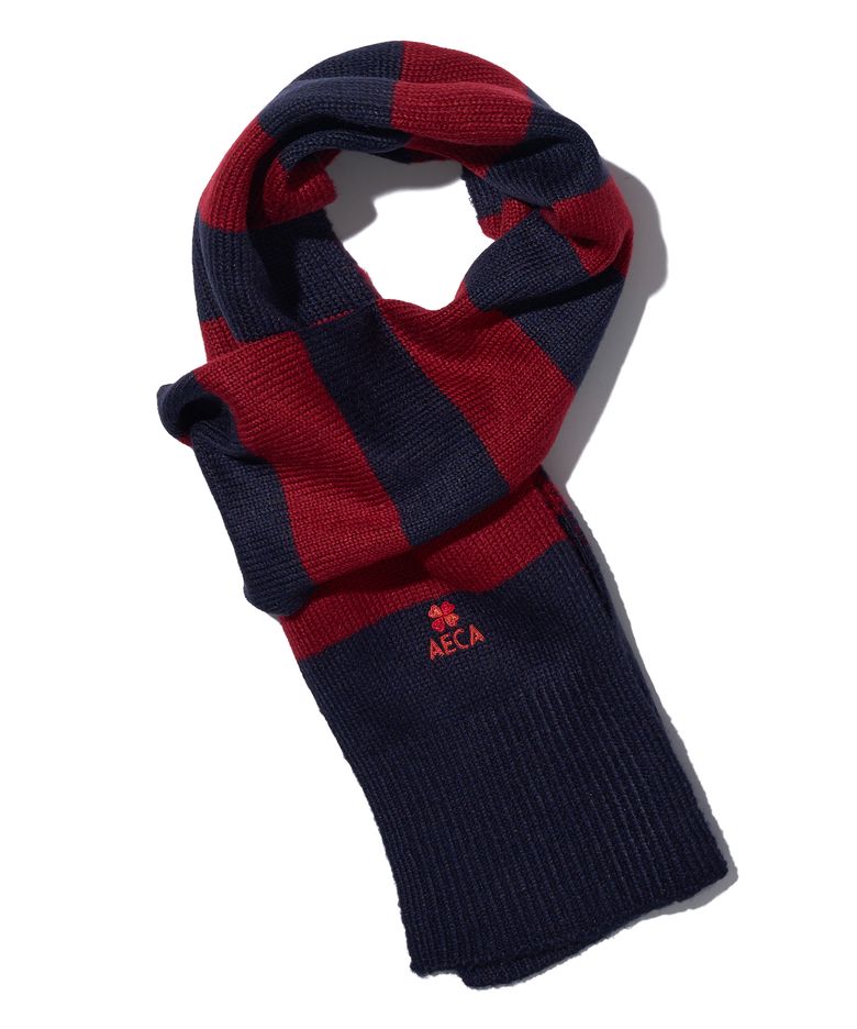AECA LOGO STRIPE MUFFLER-BURGUNDY