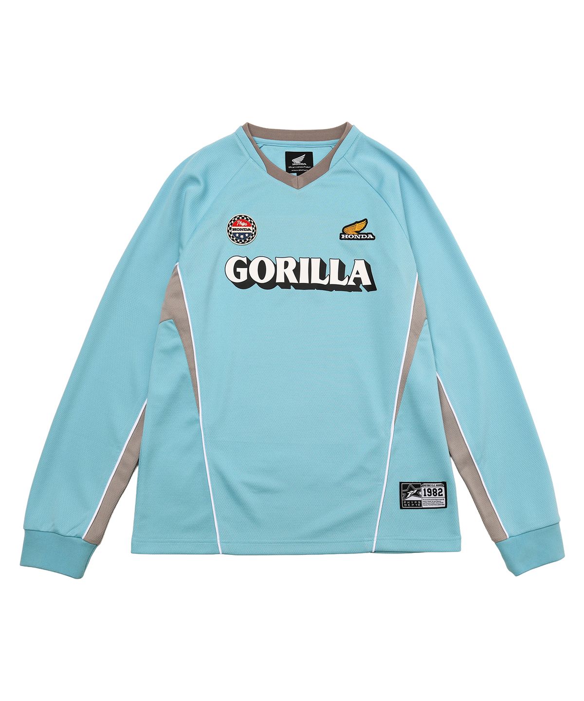 핍스 모터사이클(PHYPS MOTORCYCLE) Motorcycle Artwork Color Block Long Sleeve Light Blue