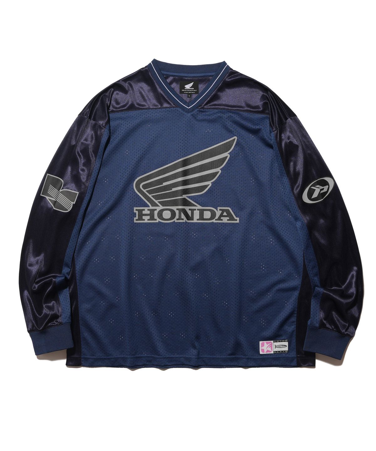 핍스 모터사이클(PHYPS MOTORCYCLE) Original Wing logo Mesh Long Sleeve Navy