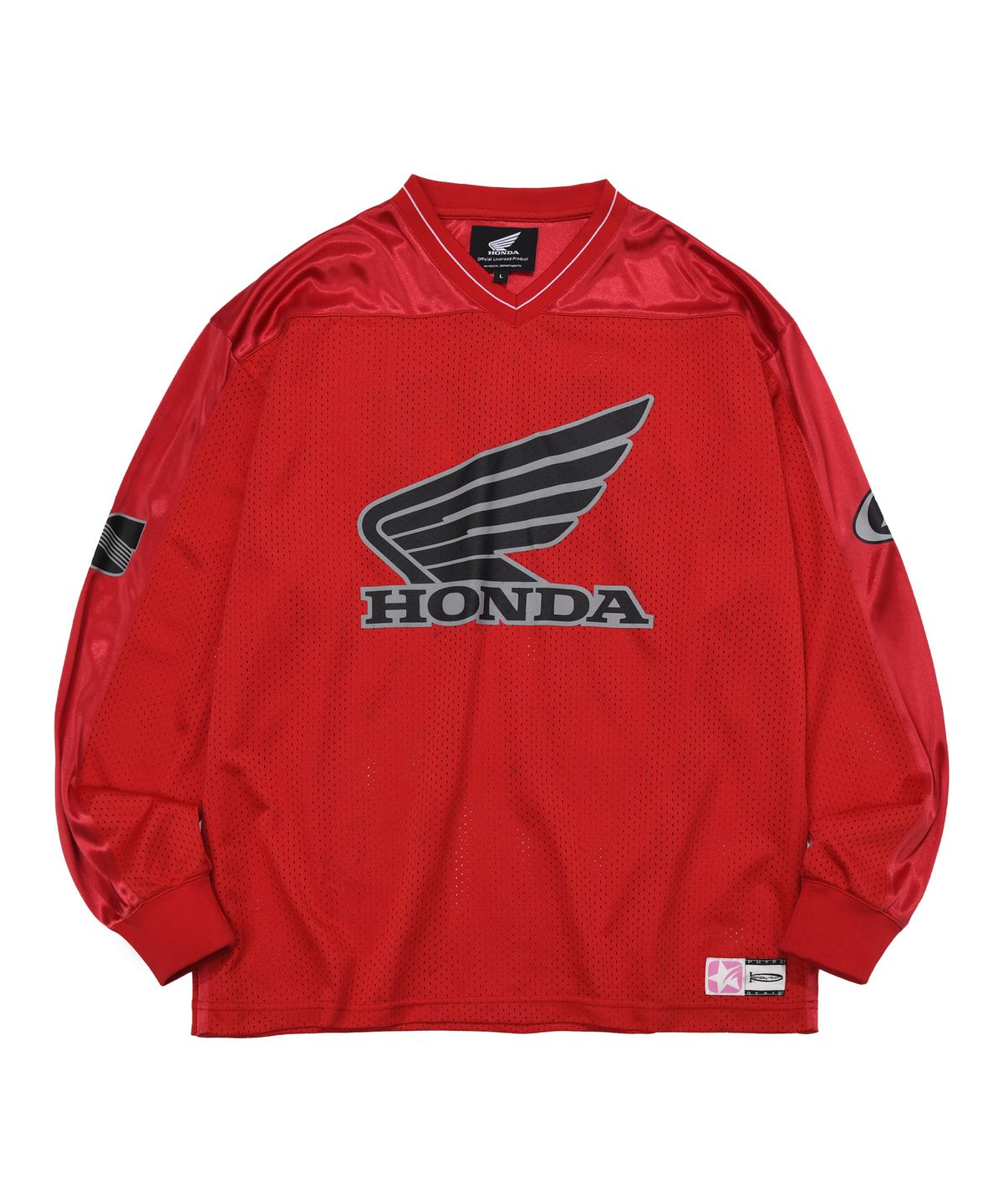 핍스 모터사이클(PHYPS MOTORCYCLE) Original Wing logo Mesh Long Sleeve Red