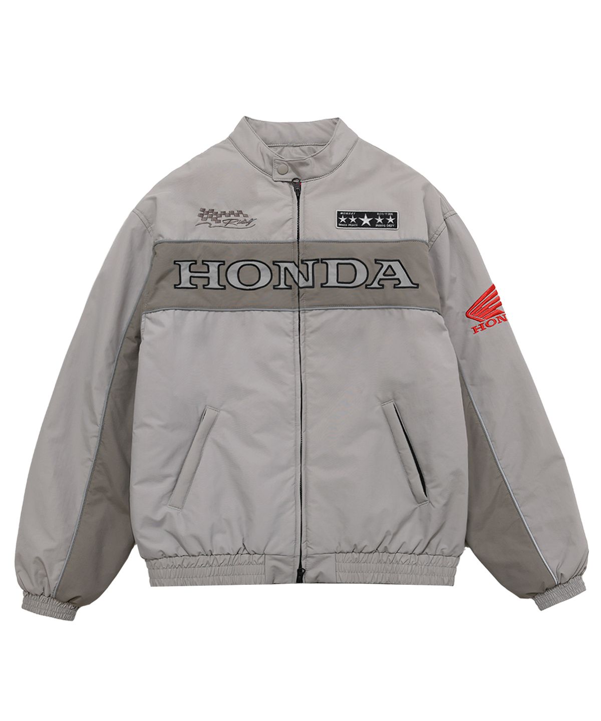 핍스 모터사이클(PHYPS MOTORCYCLE) Piping Motorcycle Blouson Jacket Gray