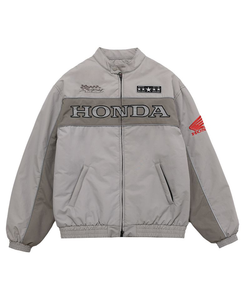 Piping Motorcycle Blouson Jacket Gray
