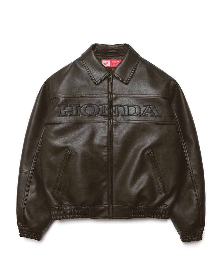 Motorcycle Piping Leather Jacket Brown