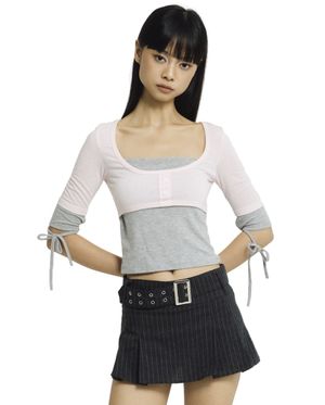 Layered cake tee (pink-grey)