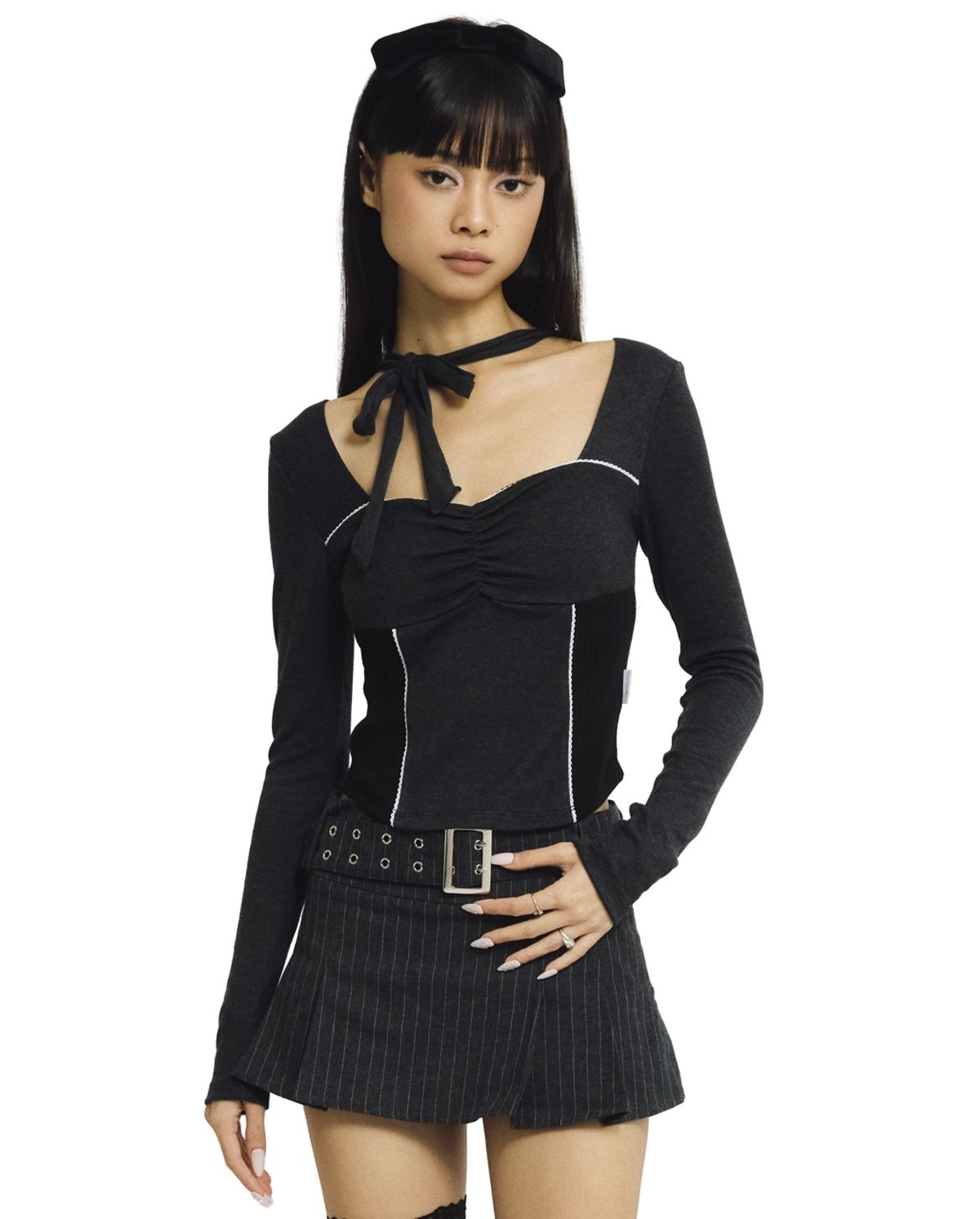 포어링(FORUSRING) Valentine tie-top (charcoal)