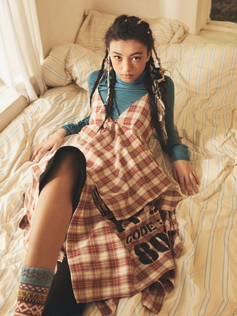 GYPSY CHECK UNBALANCE DRESS RED