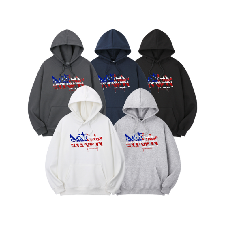 [2PACK] USA 그래픽 랩스타 레터링 후드 티셔츠 H0286