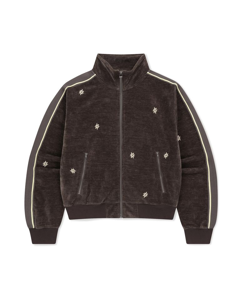 Velour Twinkle Track Jacket Brown